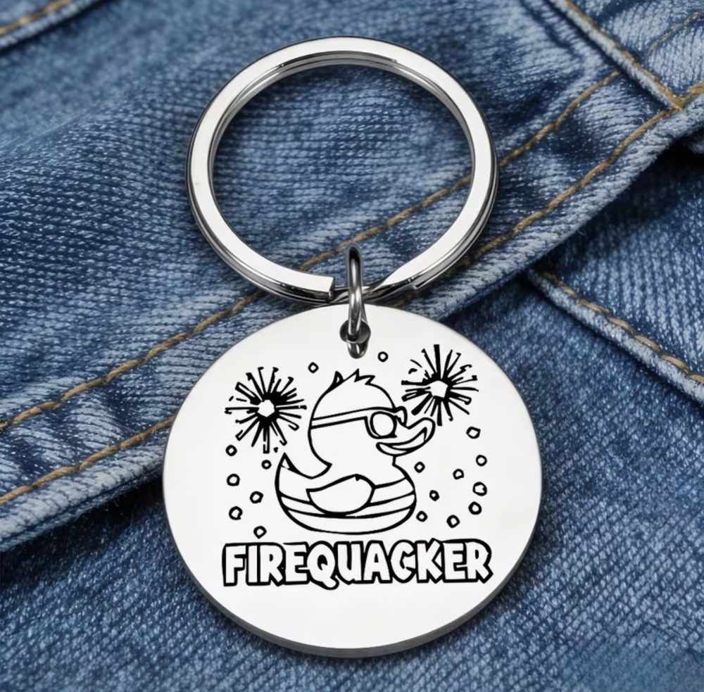 3/$25 Firequacker Keychain Funny Duck Lover Stainless Steel Keychain NEW